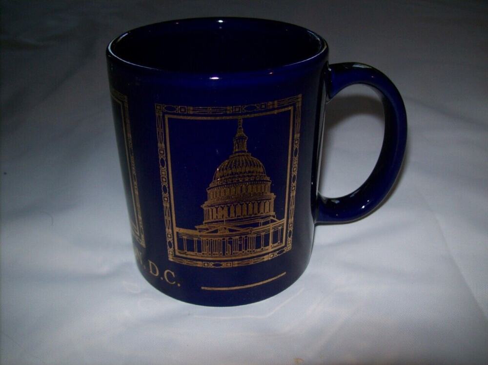 Washington DC Cup Mug Dark Blue Gold Accents -101112
